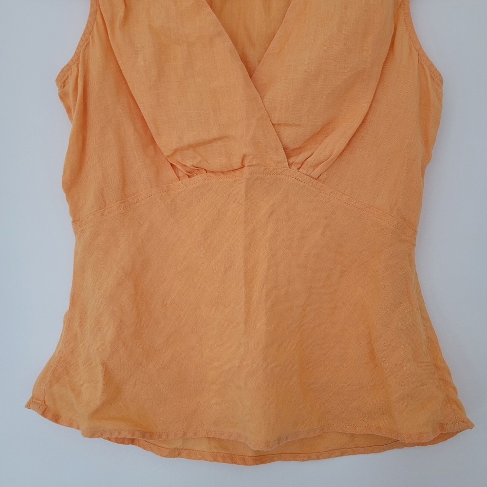 J.Jill 100% Linen Costal V neck Sleeveless Orange Blouse Top 2P - Picture 4 of 7
